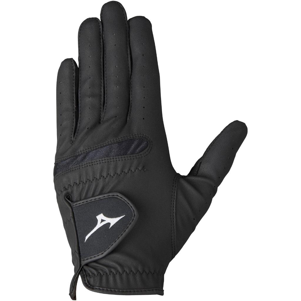 MIZUNO RV Golf Synthetic Synthetic Leather and Synthetic 5MJML353 Gloves, Men's, Left-Handed, Palm Leather, Back Fiber, Black, 23cm,