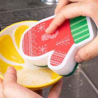 1pc Christmas Dish Sponges Christmas Snowman Scrubbing Sponge For Dish Cleaning Sponges For Pan Pot Bakeware Plate Dish Bowl