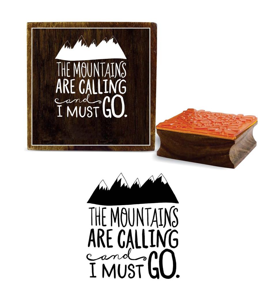 Printtoo The Mountains Are Calling And I Must Go Word Design Wooden Rubber Stamp-2 x 2
