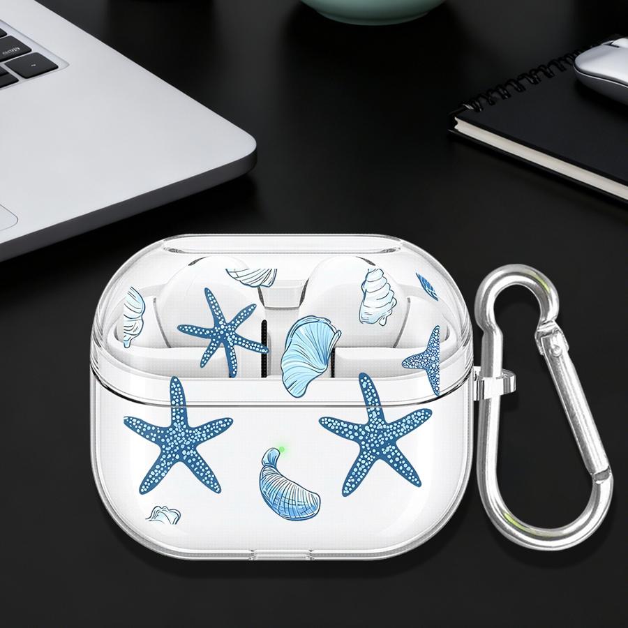 Ocean Shell Stars Case For Samsung Galaxy Buds 3 FE 2 2Pro 4Pro Live 4 Pro 3Pro Clear Earphone Cases Cover With Hook Buds 4