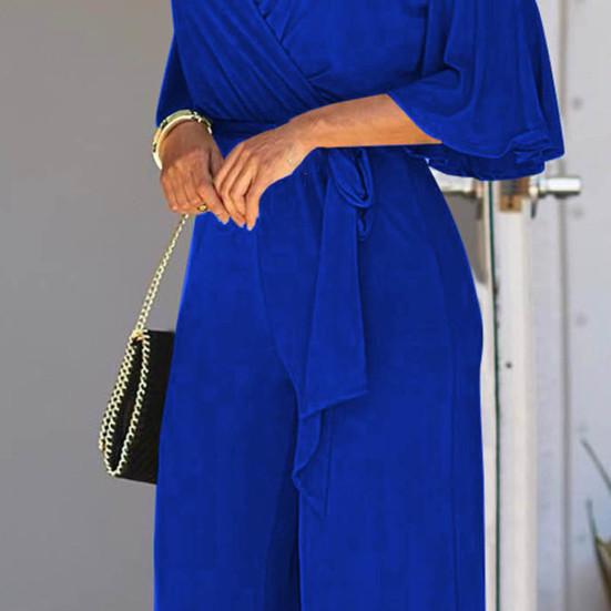 Büro Dame Overall Sommer Herbst Off Schulter Spitze-up Einfarbig Halbarm V-ausschnitt Overall für Den Täglichen Verschleiß