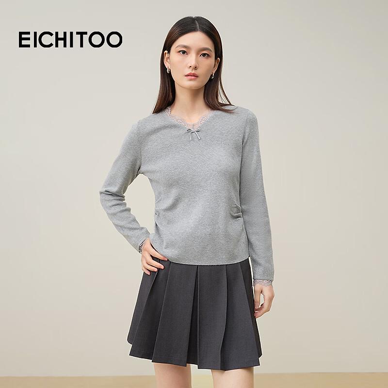 EICHITOO Women s Slim-Fit Lace Knit Long-Sleeve Top M