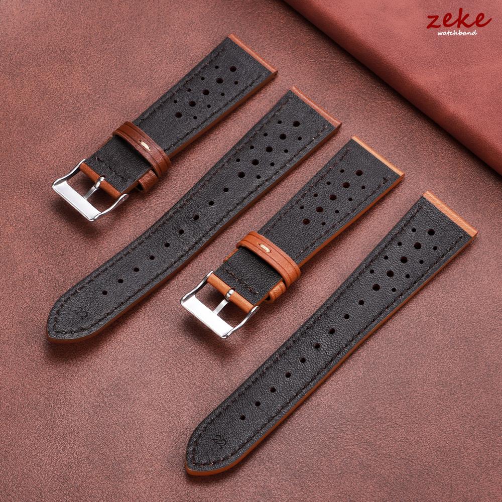 Handcrafted Cowhide Leather Strap Ventilated Design Watch Band 18mm 20mm 22mm for Omega Vintage Green Brown Black Men's Bracelet