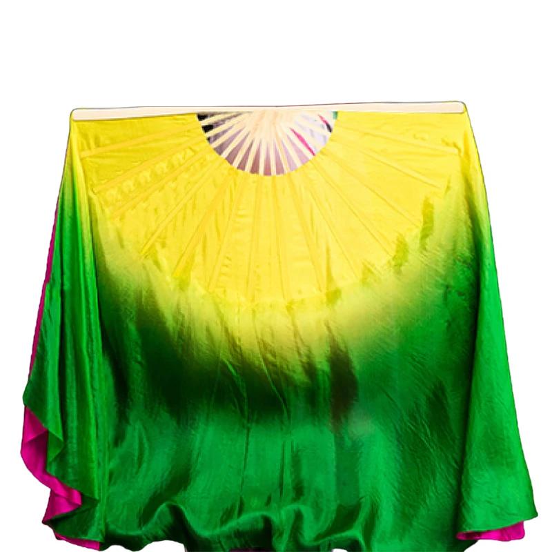 1 шт. Градиентный двухцветный шелковый танцевальный веер Двусторонний классический танец Янко Восточные танцы Удлиненный веер Реквизит для выступления 31cm-10cm