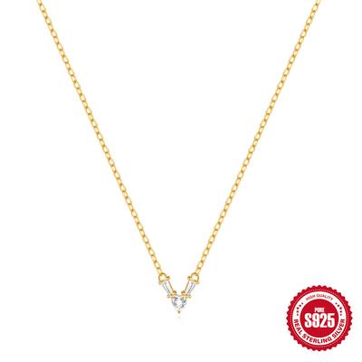 S925 Sterling Silver Irregular Diamond-Set Love Necklace Versatile Clavicle Chain Simple Daily Commuter Accessories