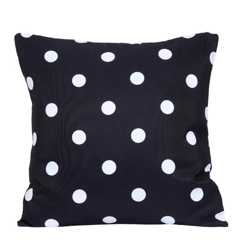 

Durable Polyester Pillow Case Decorative Cushions Case Polkas Dot Pattern Pillow Cover for Outdoor and Indoor Use чорний