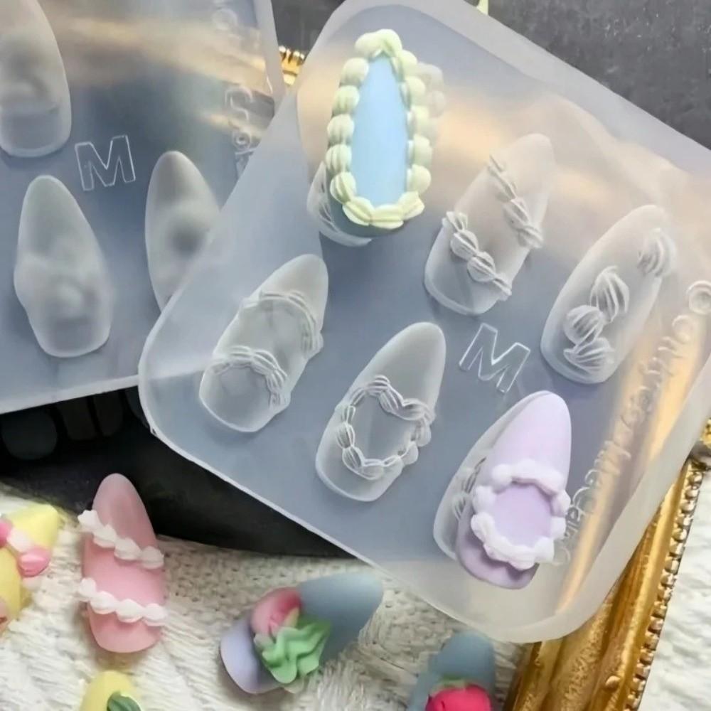 5-Blüten-Nagelgravurform 3D-Design 3D-Silikon-Nagelkunstformen Blüten-Nagelform Nagelkunst