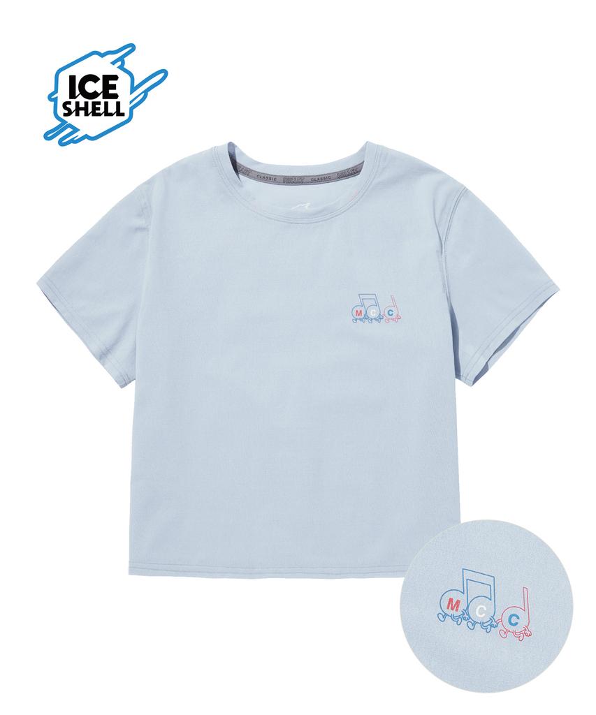 Millekeullaesig Note Symbols Ice Shell Crop T-Shirts L/Blue