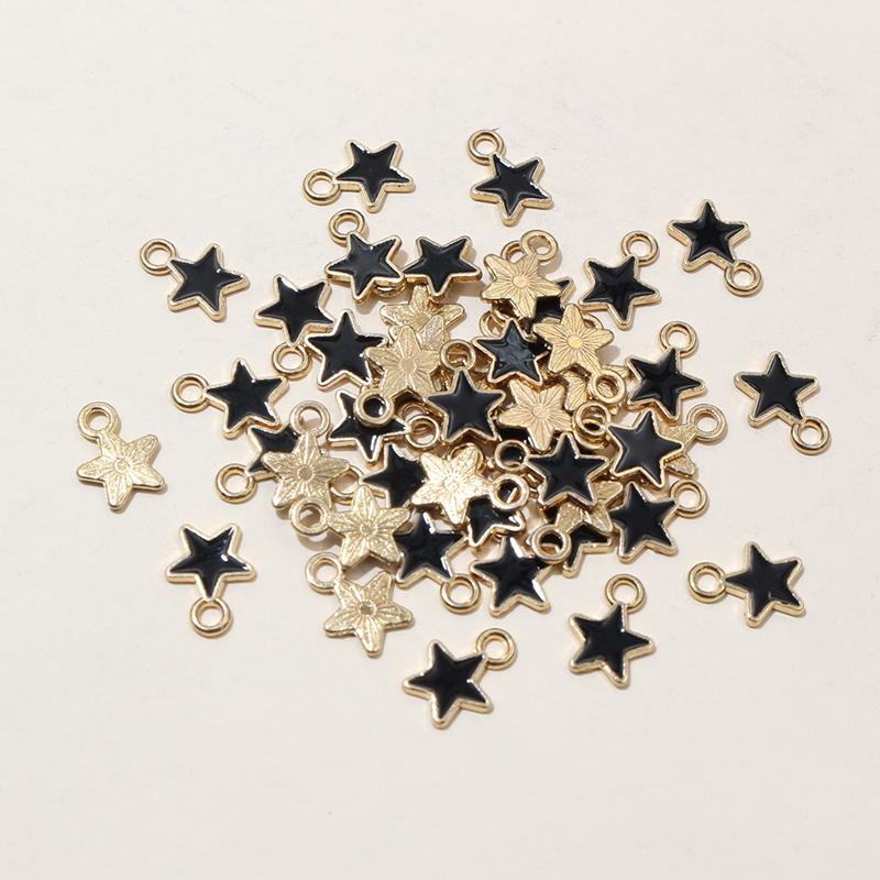 100pcs 6x8mm Enamel Small Stars Charms Pendant 9-colors Zinc Alloy Metal DIY Jewelry Making Accessories for Bracelet Necklace