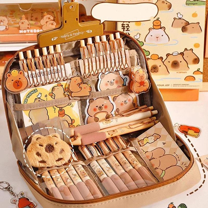 Large Capacity Gift Box Capybara Stationery Set Pencil Case Abundant Study Stationery Cute Back-To-School Gift Kit For Students
