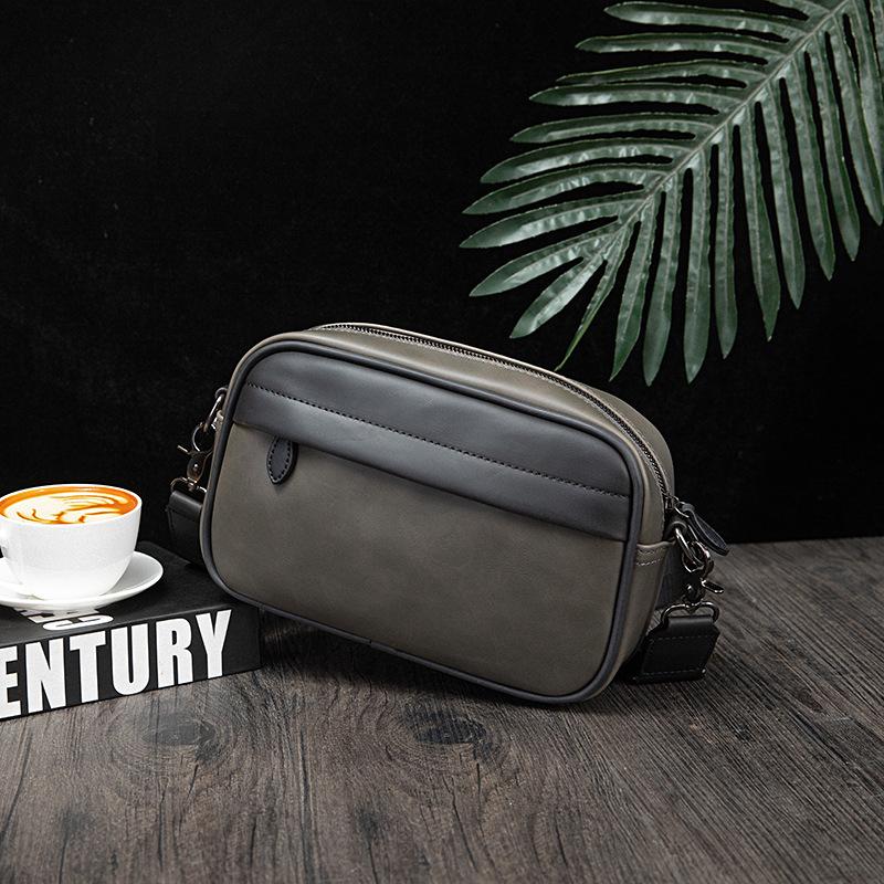 Fashion Men's Crossbody Bag Retro Solid Color Small Backpack Casual Shoulder Mobile Phone Bag Men