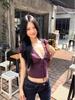 Women's Lace Trim Deep V-Neck Short-Sleeve T-Shirt - Korean Summer Style, Slim Fit, Sexy Inner Wear