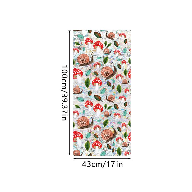 Window Film Static Cling Privacy Protection Stained Glass Film PVC Stained Colorful Plants Flowers Printed Home Decor Stickers