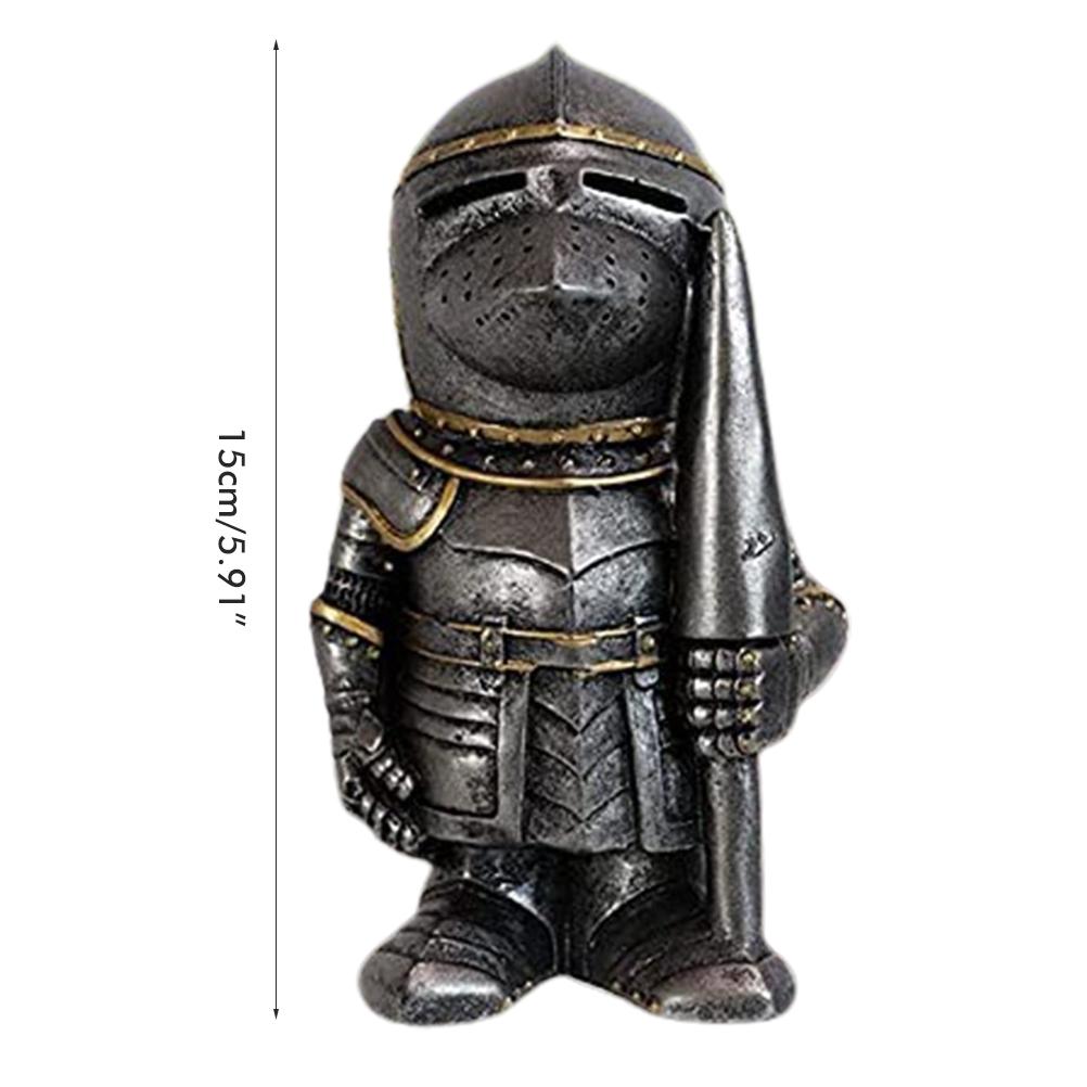Gartenstatue Ritter Zwerg Wache Rüstung Miniatur Ritter Skulptur für Heim-Gartendekor
