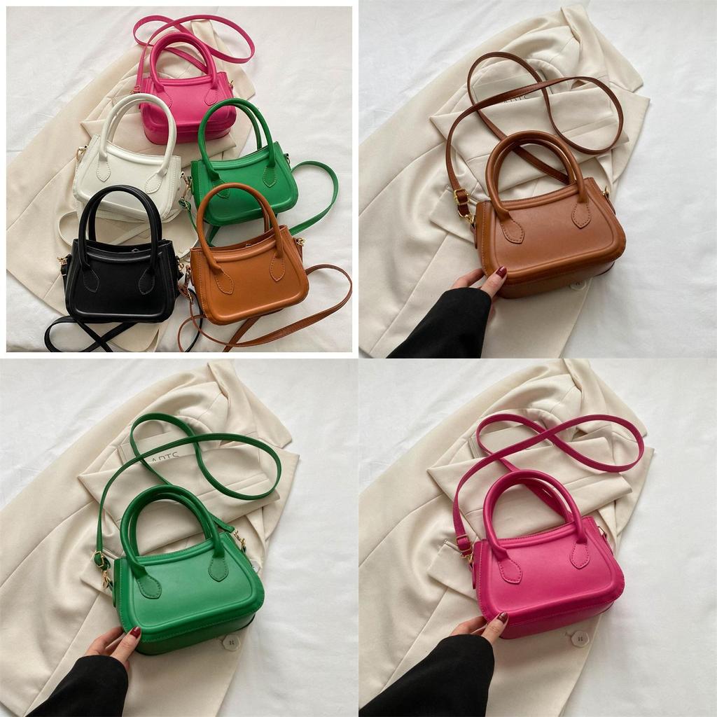 Trendy Minimalist Shoulder Bag 2023 Pure Color Texture Fashionable Fresh Street Style Pu Small Crossbody Bag