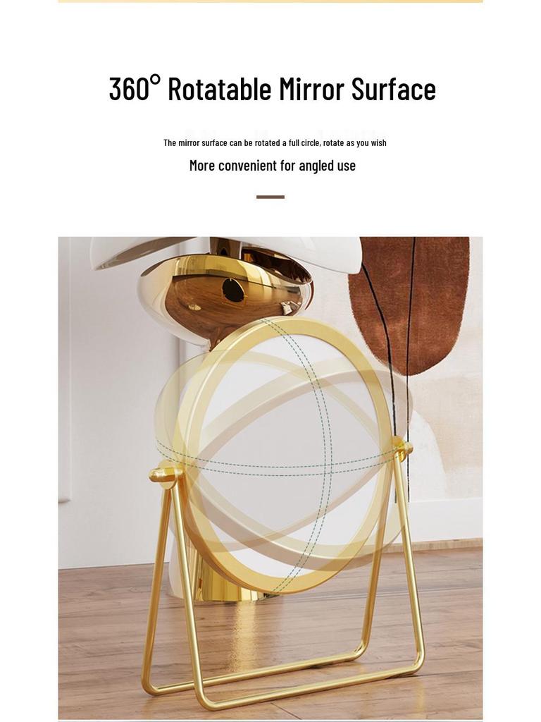 High-Value Metal Desktop Makeup Mirror - Single-Sided Vanity for Home, Dorm, or Student Use