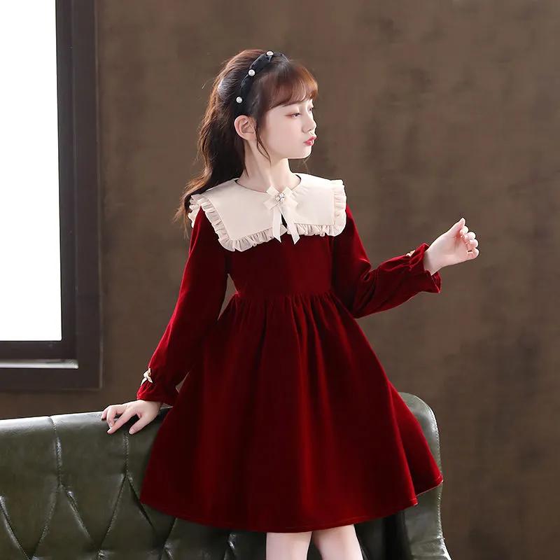 Spring and Autumn Long-Sleeve Princess Dress for Girls – Fashionable Mid-Length Skirt