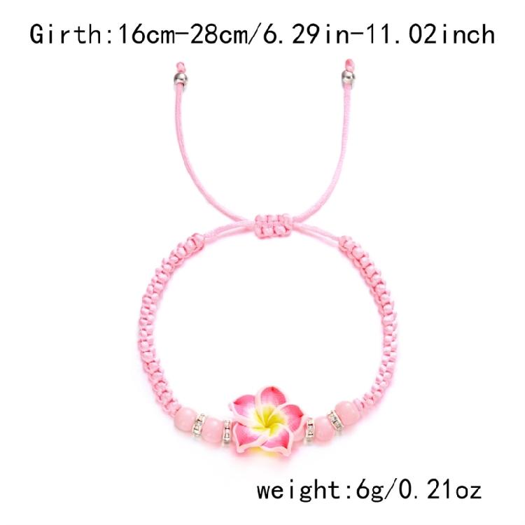 Flower Bracelet Handmade Soft Clay Woven Jewelry Adjustable Tropical Plumeria Wristband Bohemian Beach Party Accessories