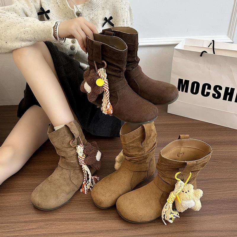 Retro suede elegant temperament Martin boots women's shoes 2025 autumn single boots Korean fashion versatile small short boots