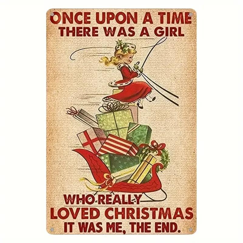 Christmas Metal Tin Signs for Wall Art Hanging Sign, Door Decoration, Xmas Tree Ornament, New Year, Home, Gift,