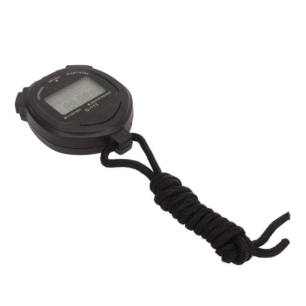 Digital Stopwatch 60 Lap Memory Split Sport Timer Waterproof with Lanyard Date Time Alarm for