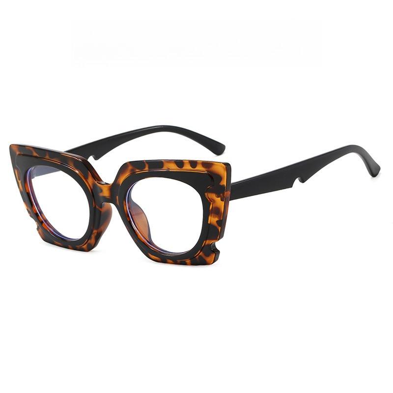 Unique Oversized Cat-Eye Plain Glasses Fashionable Cutout Design Ins Decorative Blue Light Blocking Non-Prescription Eyewear