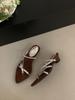 French pointed thick heel strap sandals fairy shoes 2025 new summer with skirt toe silver Roman shoes