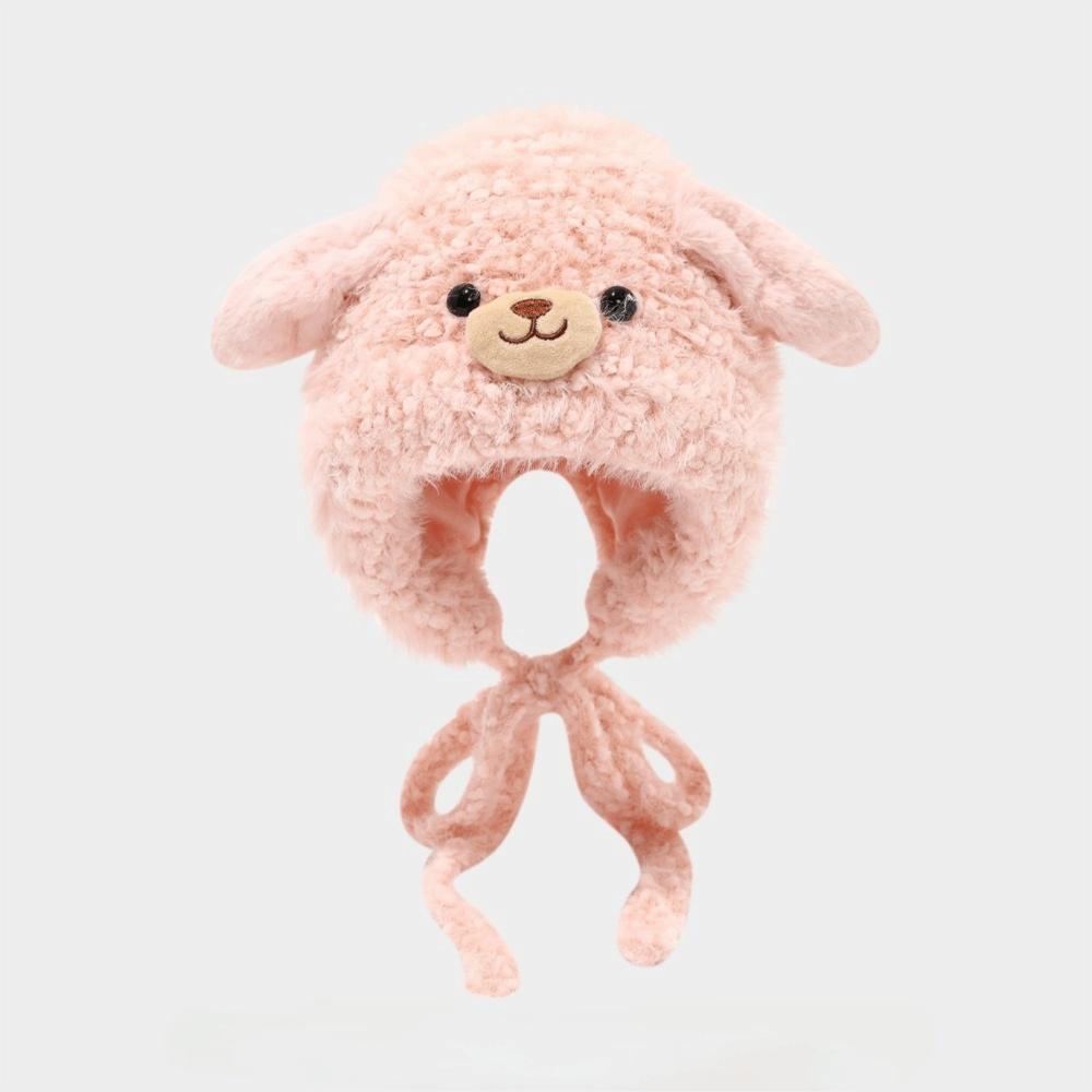 Fashion Cute Cartoon Balaclava Hat Windproof Cold Proof Pullover Hats Warm Thickned Ear Protection Cap Children розовый