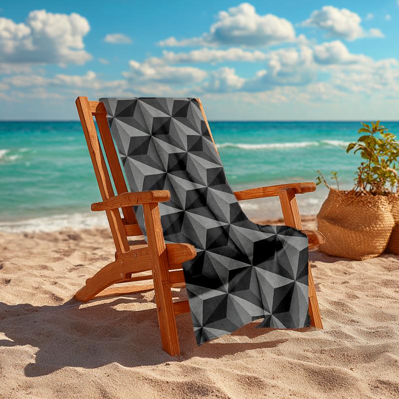 1Pc Abstract Geometric Beach Towel, Quick Dry, Multi-Use for Beach Pool Gym Yoga Home Travel, Christmas, Halloween, Xmas Gift M928354