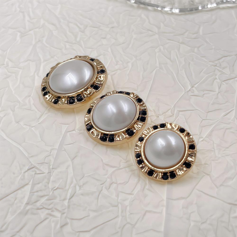 10pcs Elegant Pearl Round Metal Shank Buttons, 16/21mm Gold Silver Sewing Buttons for Blouse Dress Coat, Clothing Decor Buttons