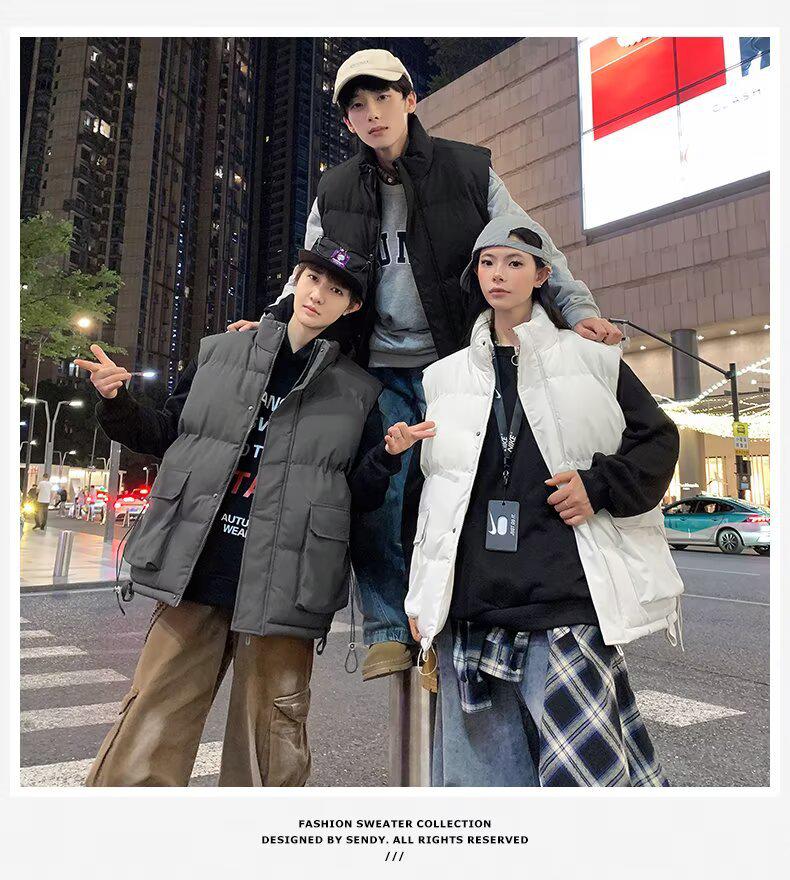 Unisex Winter Warm Down Vest: Sleeveless, Stand-up Collar, Casual Workwear Jacket