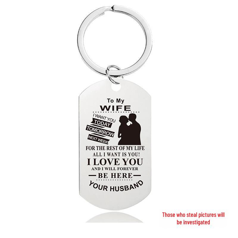 Breloc Militar Gravat din Oțel Inoxidabil - Cadou de Ziua Îndrăgostiților pentru Cupluri