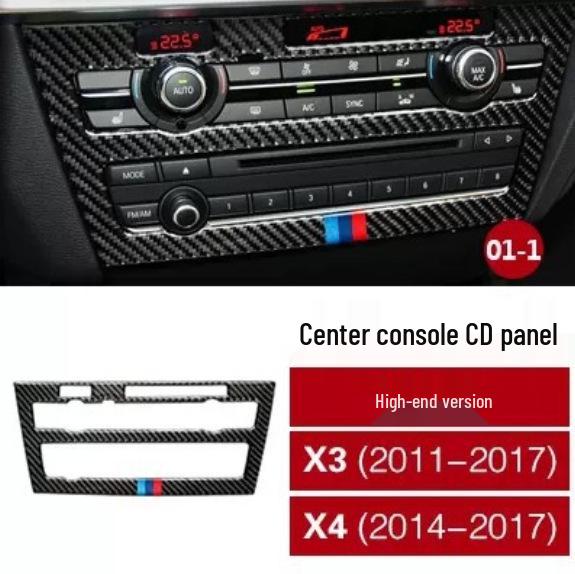 

Модификация интерьера BMW X3/X4 F25/F26 из углеродного волокна: Отделка центральной консоли, рычага переключения передач, кондиционера и стеклоподъемников.