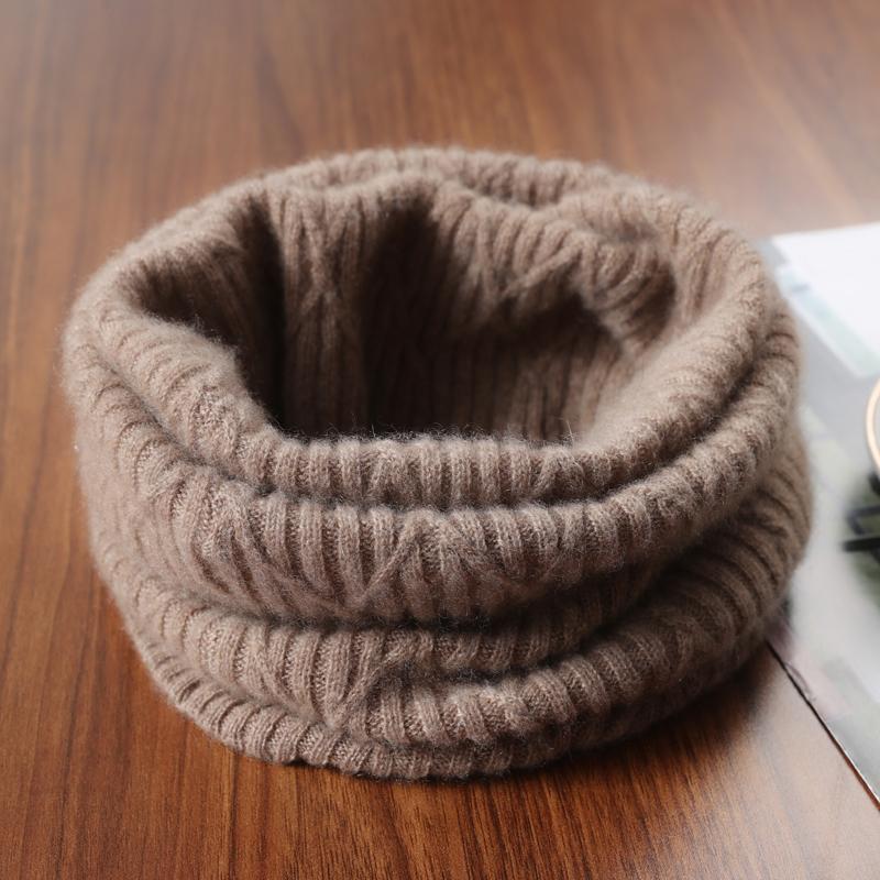100% Wolle Gestrickter Rollkragenschal Winter Herbst Warm Weich Ringschals Muster Nackenwärmer Mode Snood Stirnband Damen Falsch