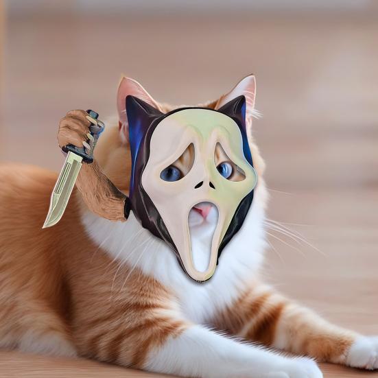 Gruselige Katzenmaske Haustiere Schreiender Geist Cosplay-Maske Gruselige Geisterkatze