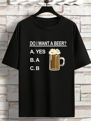 Unisexs Humor Beer T Shirt Funny Multiple Choice Question Beer Mug Graphic Print Short Sleeve Crew Neck Casual Cotton Male Tee