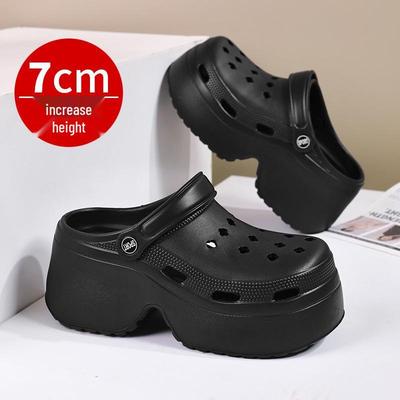 Women’s New Summer Style: Fashionable, Non-Slip, Odor-Resistant EVA Thick-Soled Perforated Height-Increasing Sandals.