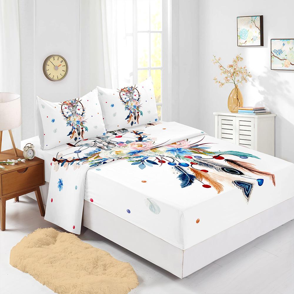Dream Catcher Wind Chimes Four-Piece Set Mattress Sheet Mattress Protective Cover Bedding
