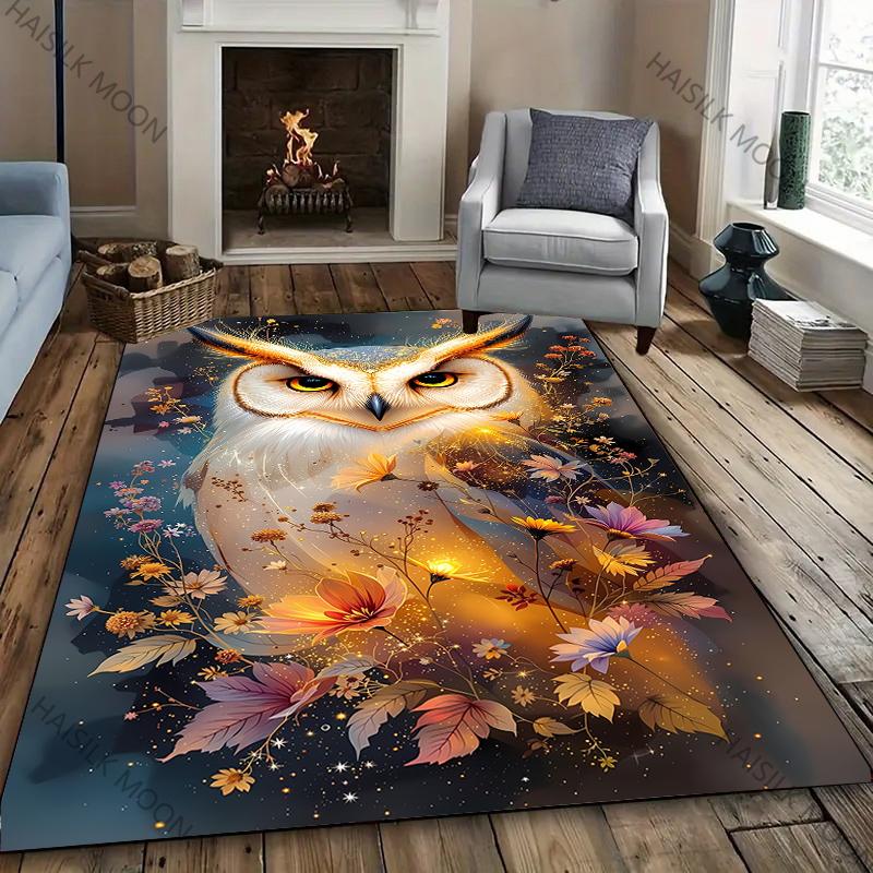 1PC Dark Style Owl Printed Carpet New Release! Rug for Living Rooms Bedrooms, Office Areas, Durable Machines Washable Mat Gifts
