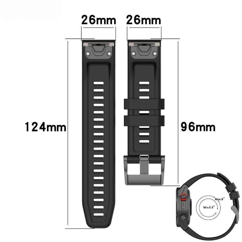 26mm 22mm 20mm QuickFit Silicone Strap For Garmin Fenix 8/Tactix 8/Enduro3/Fenix E 7X Bracelet Wristband Forerunner 965/955 Band