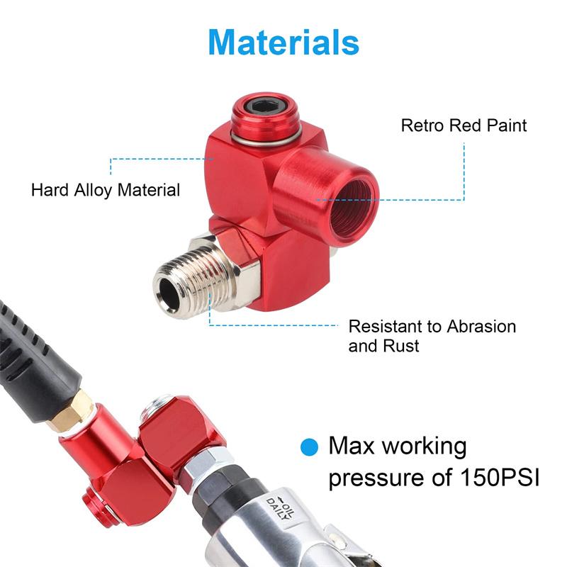 2Pcs Swivel Air Hose Connector 1/4 Inch 360 Degree Swivel Pneumatic Tool Adapter Lightweight Aluminum Air Hose Fittings