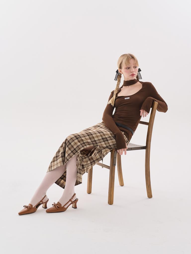 MIERCOLES Belle Half Neck Top [Brown]