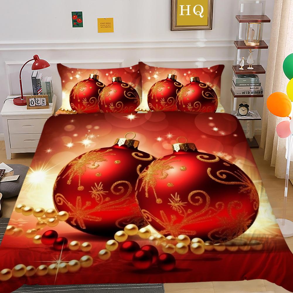 Christmas Digital Printing 3D Printing Polyester Pillowcase Quilt Cover Two Or Three-Piece Set