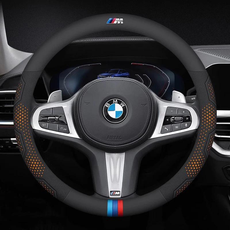 BLN1 For BMW M E46 E39 E60 E90 E91 E36 E87 F10 F20 F30 G61 G68 X1 X3 X4 X5 X7 M3 M4 M5 Car Carbon Fiber Leather Steering Wheel Cover