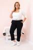 Spodnie Damskie Bawełniane Plus Size Z Paskiem Czarne 6Xl