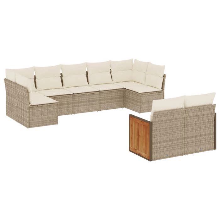VidaXL Garden Lounge Set with Cushions 9 Pcs, Patio Sofas, Furniture Set, Outdoor Terrace Furniture, Beige 3260371