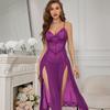 Split Dress Lace Sexy Lingerie Transparent  Women Suspenders Skirt Erotic Underwear Ladies Night Club Dresses
