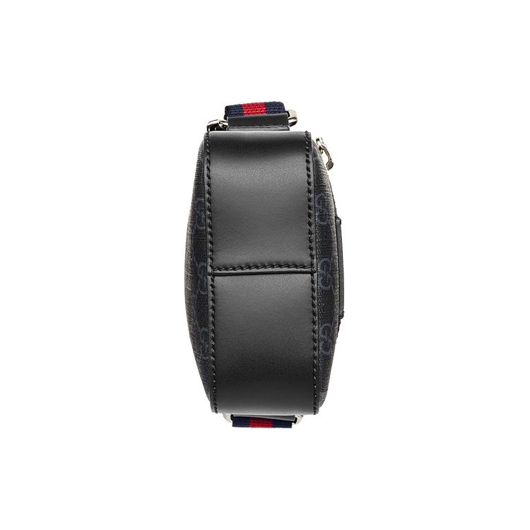 Gucci Vintage Logo Streifen Web-Canvas und Leder Umhängetasche Herren Umhängetasche Schwarz Grau 598103-K5RLN-1095