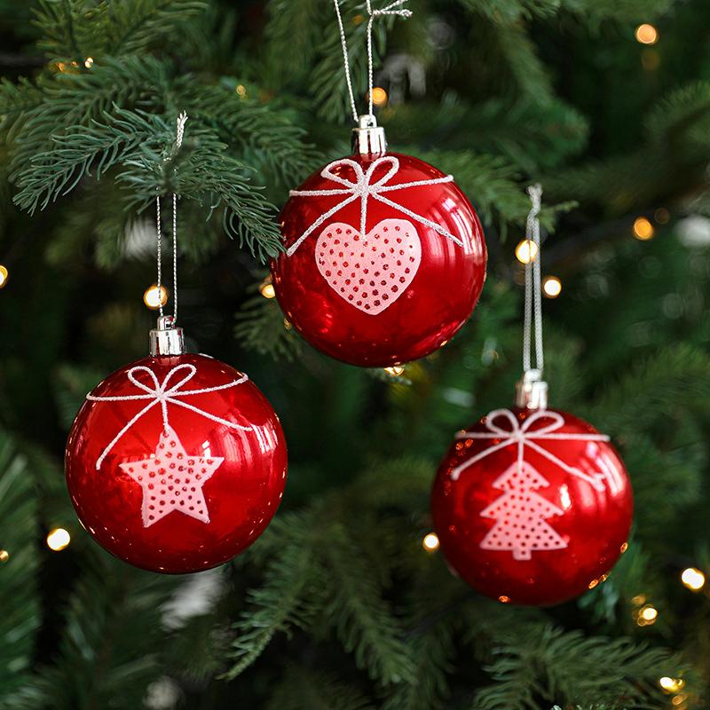 Christmas Home Decoration Cute Bow Design New Year Decoration Heart Pattern Exquisite Christmas Decorations Sweet Style 6PCS