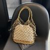 2025 summer new gold and silver thread bracelet hook hollow woven bag fashion trend vacation beach portable shoulder bag